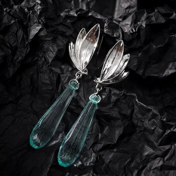 Fantasy Blue Crystal Earrings - Picture 2 of 2